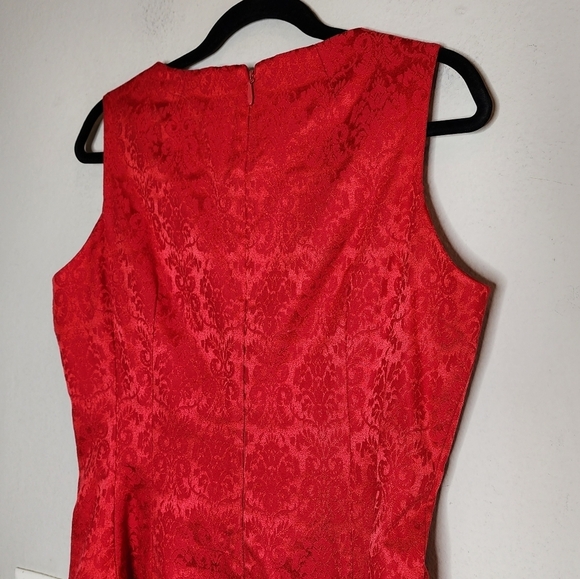 NWT Eva Mendes New York And Company Red Pattern Fit And Flare Dres Size 8 - Picture 6 of 16